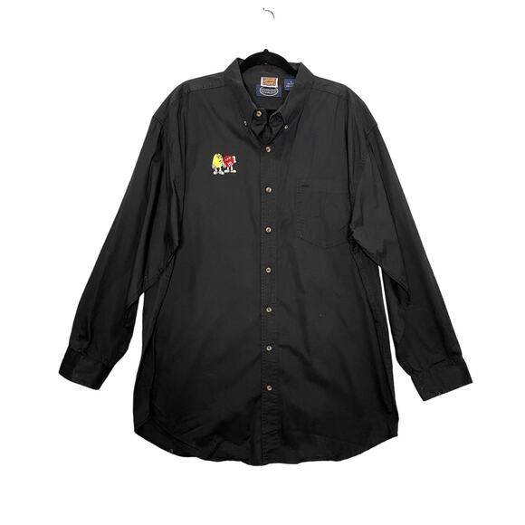 Planet Mars M&M Size XL Shirt Button Up Long Sleeve Embroidered Candy Black - Picture 2 of 8